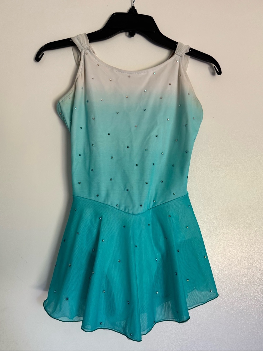 Aqua Ombre Rhinestone Figure Skating Dress